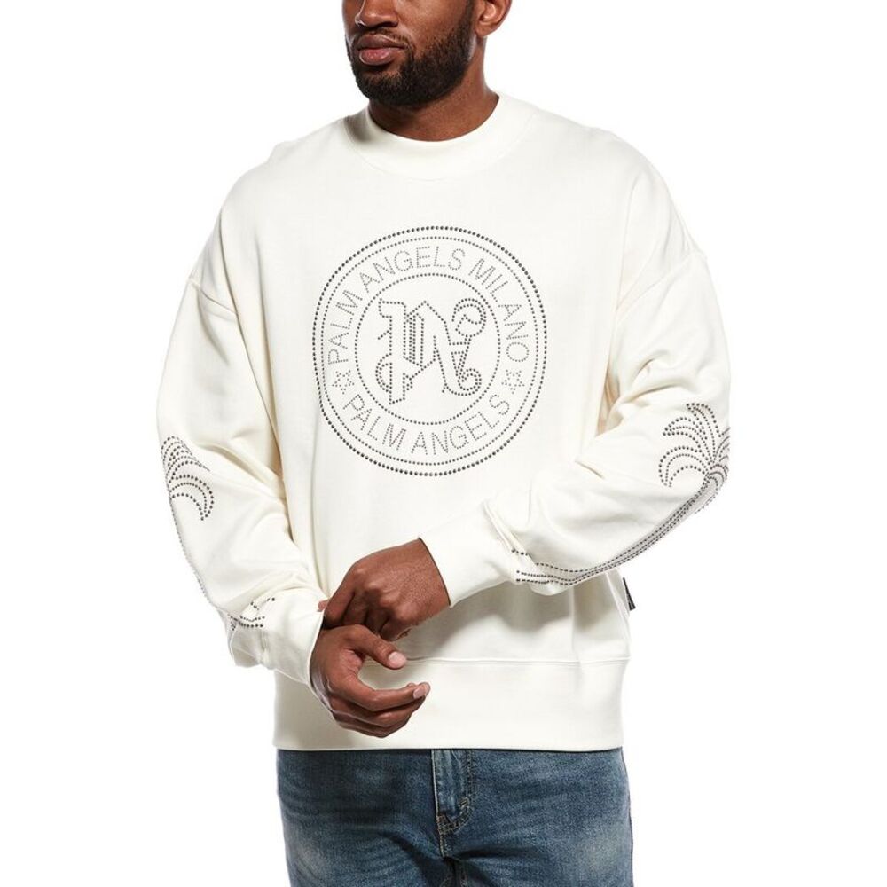 Palm Angels Mens  Crewneck Sweatshirt, White